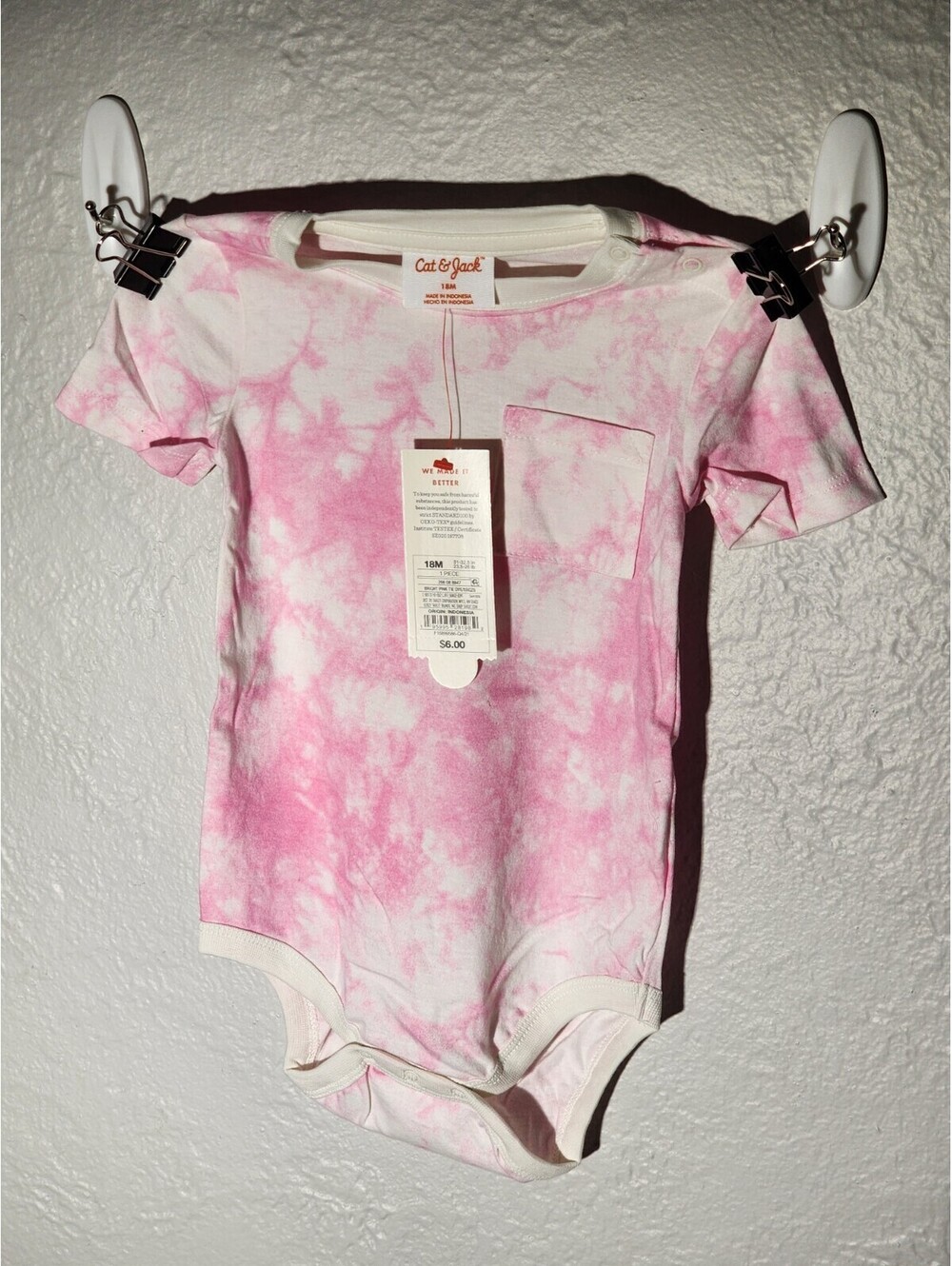 Baby Bodysuit Boy or Girl Pink Tie Dye NWT Cat & Jack 18 Months